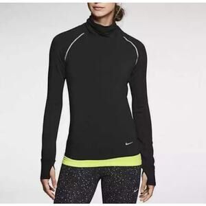 Nike Dri-Fit Black Pullover Reflective Running Top Womens XS Mock Neck Slim Fit